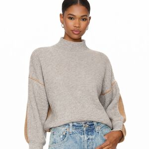 Line and Dot Revolve Katy Colorblock Sweater in Heather Grey Taupe Size Small